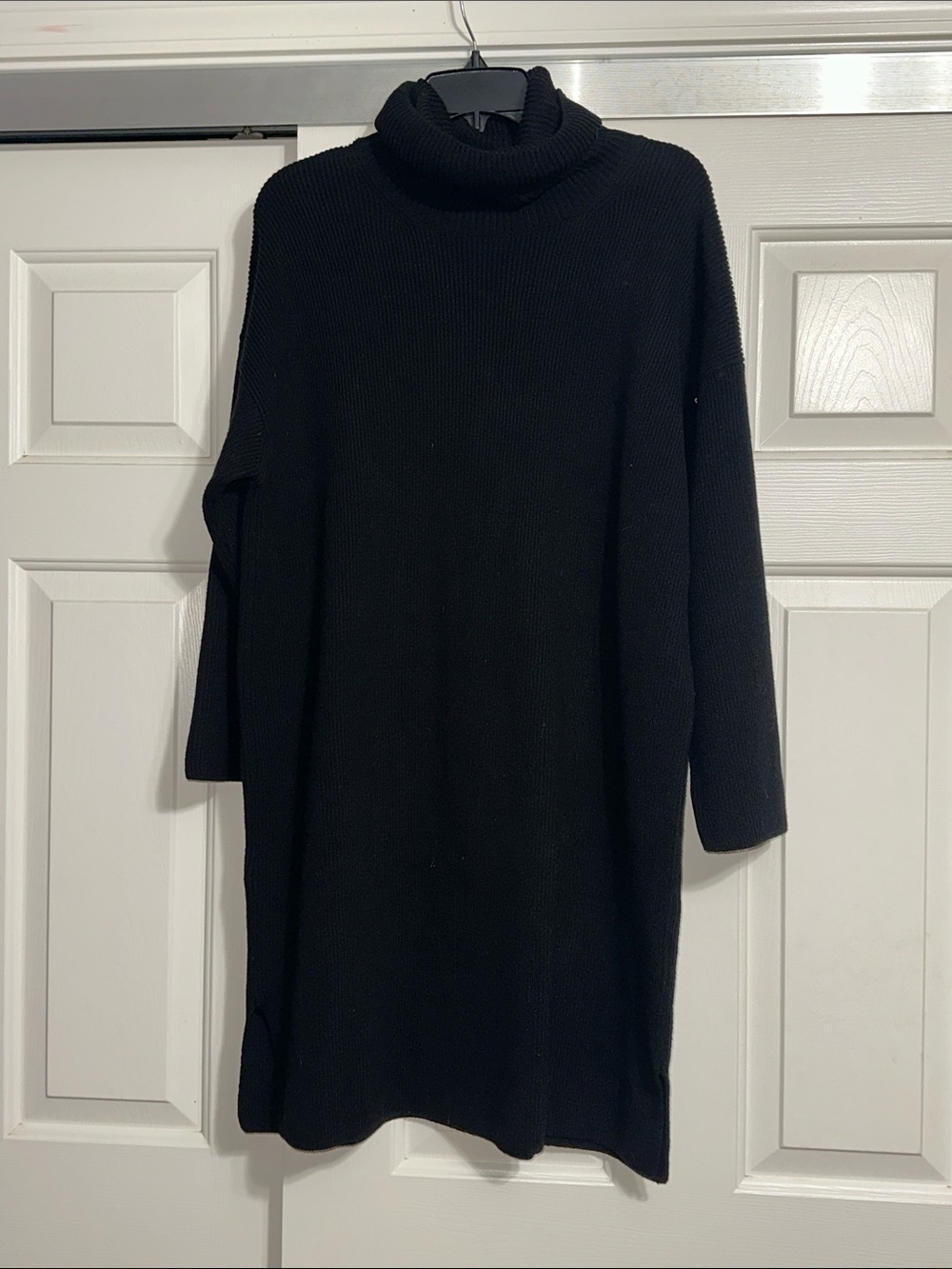 Barbour Black Ribbed Knit Sweater Dress
